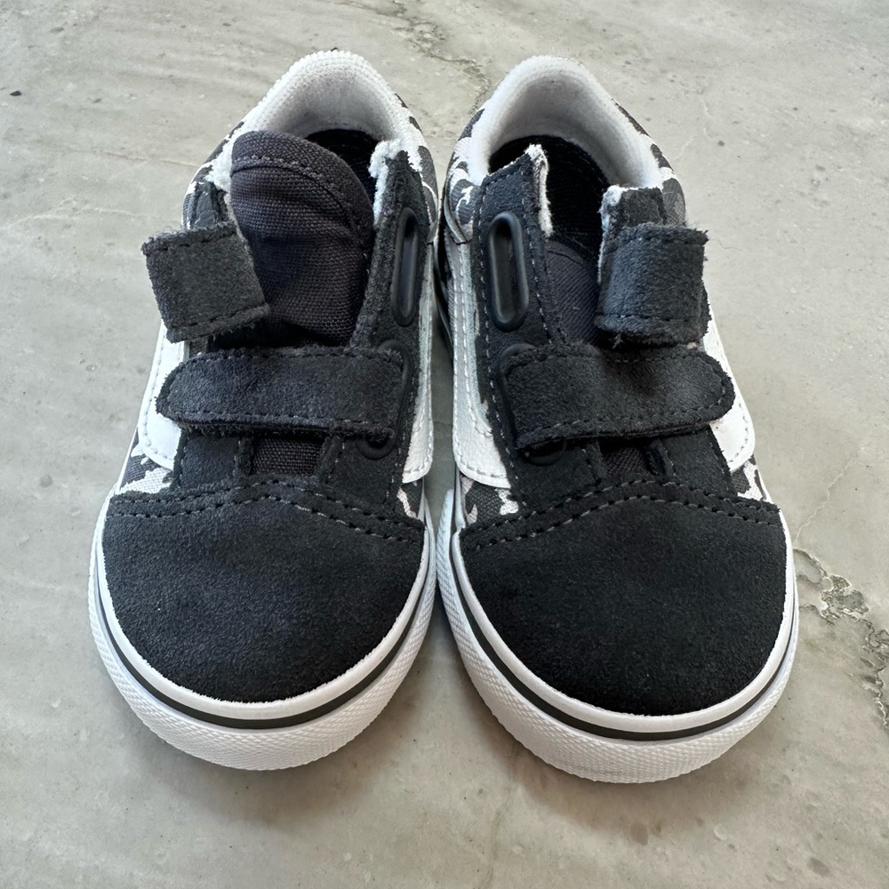 Toddler Charcoal and White Velcro Vans